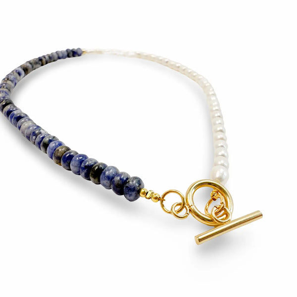 Harmony Gemstone Necklace - Pearl & Lapis