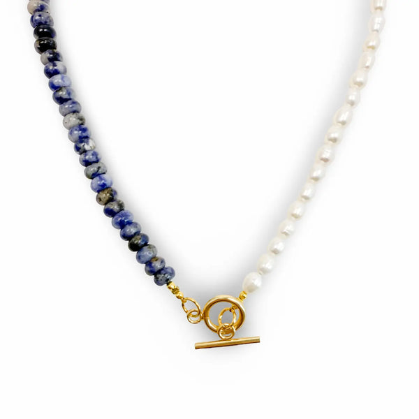 Harmony Gemstone Necklace - Pearl & Lapis