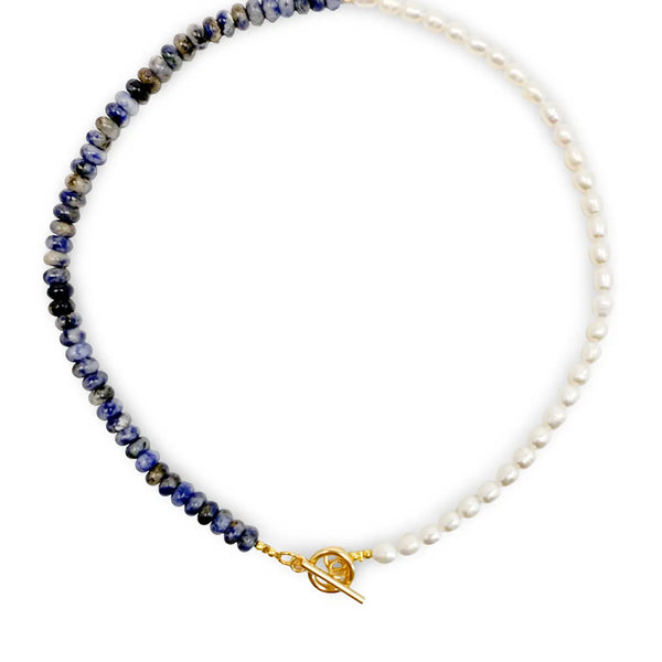 Harmony Gemstone Necklace - Pearl & Lapis