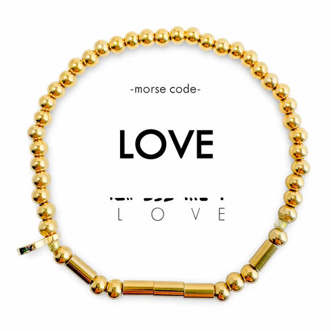 Gold Morse Code Bracelet - Love