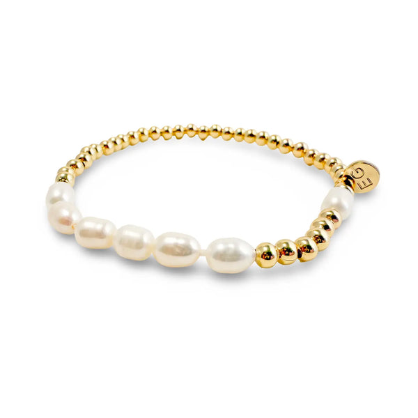 Pearl & Gold Morse Code Bracelet - Mother
