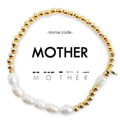 Pearl & Gold Morse Code Bracelet - Mother