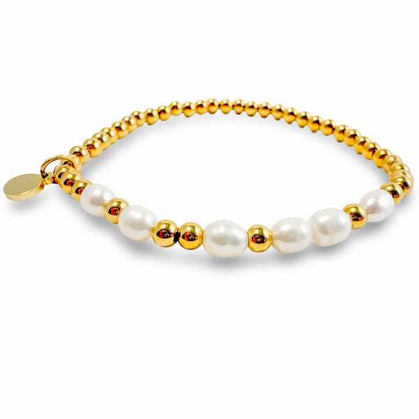 Pearl & Gold Morse Code Bracelet - Strength