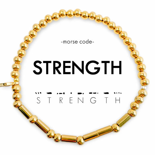 Gold Morse Code Bracelet - Strength