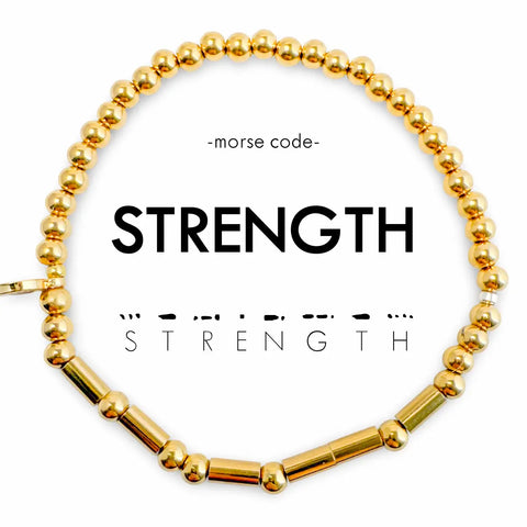 Gold Morse Code Bracelet - Strength