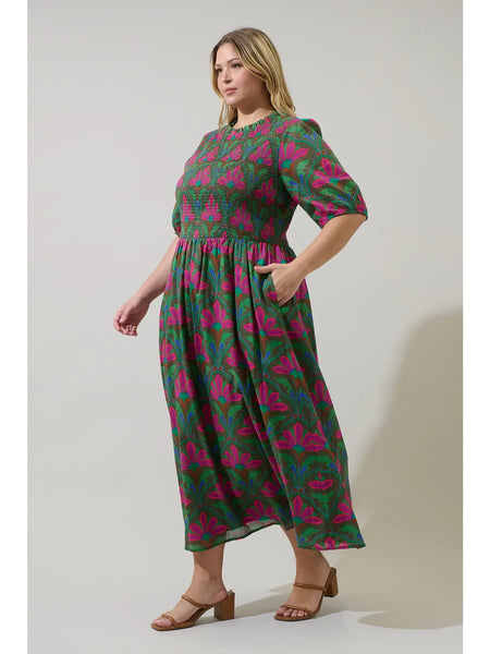 Evanna Dress -- Emerald Pink