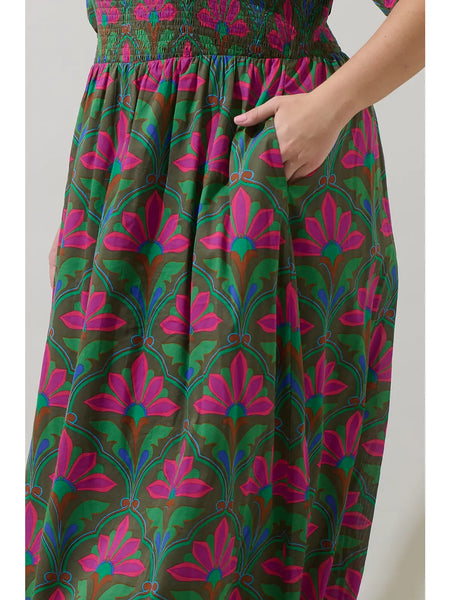 Evanna Dress -- Emerald Pink