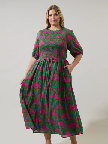 Evanna Dress -- Emerald Pink