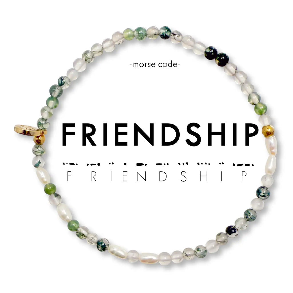 3mm Morse Code Pearl & Stone Bracelet - Friendship