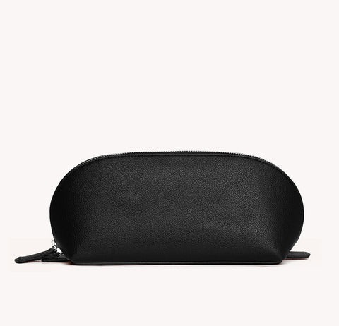 Vegan Leather Domed Pouch Small -  Jet