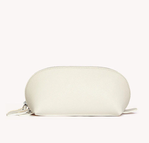 Vegan Leather Domed Pouch Small - Cream