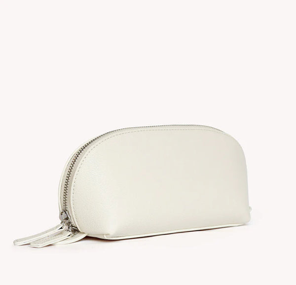 Vegan Leather Domed Pouch Small - Cream