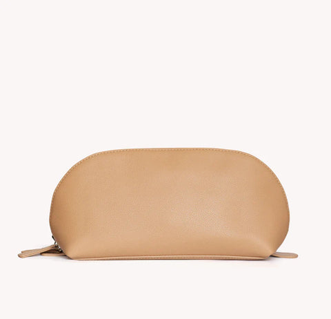 Vegan Leather Domed Pouch Small -  Sand