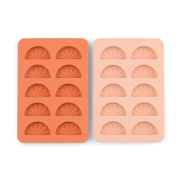 Dotty Citrus Wedge Ice Trays - Orange + Blush Pink