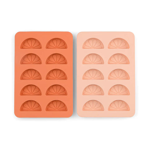 Dotty Citrus Wedge Ice Trays - Orange + Blush Pink