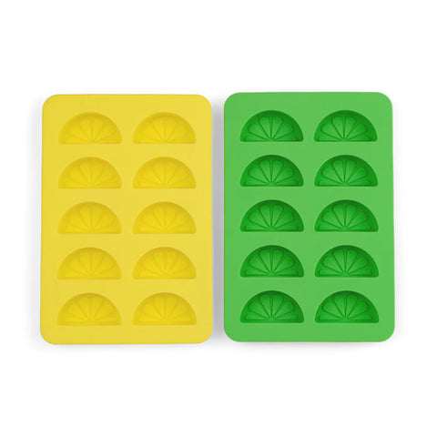 Dotty Citrus Wedge Ice Trays - Yellow + Green