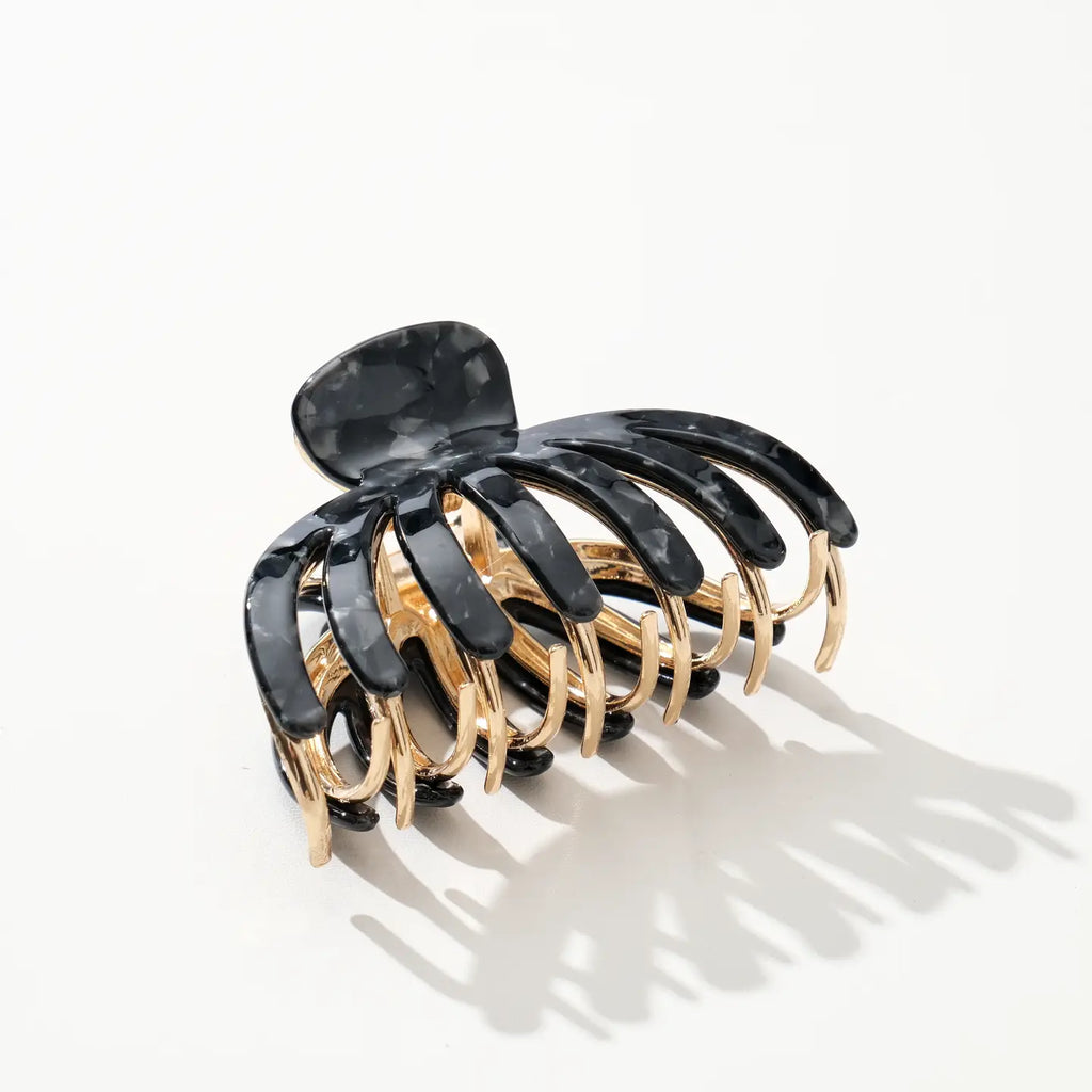 Hailey Large Gold Metal Octopus Claw Clip - Smoke