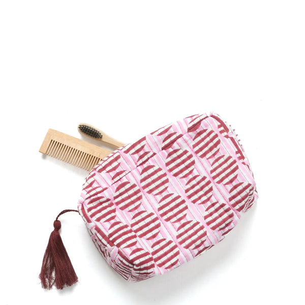 Small Makeup Bag - Striped Circles