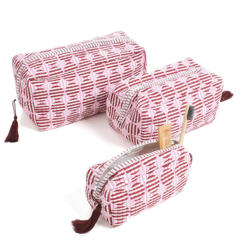 Small Makeup Bag - Striped Circles
