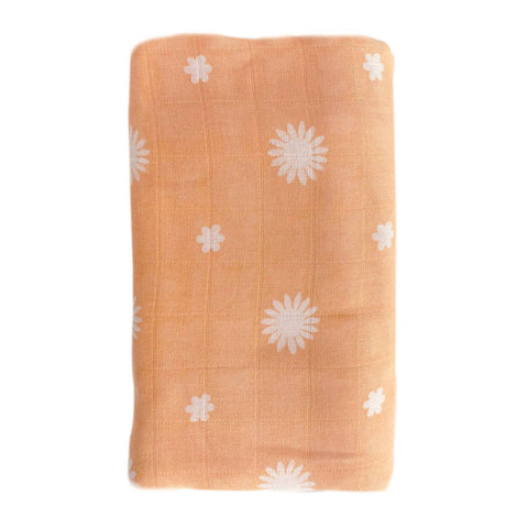Muslin Swaddle - Peach Daisy Print