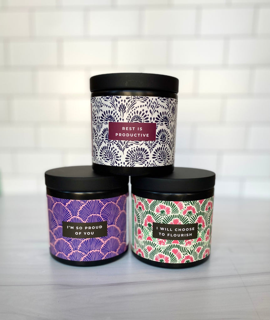 FOR SHIPPING: Flourish Signature Scent Candle -- Set of 3 (Includes 1 of Each Print)