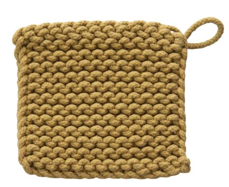 Cotton Crocheted Pot Holder - Mustard
