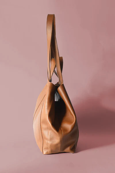 Origami Bag - Pebbled Cognac