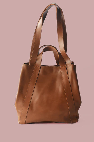 Origami Bag - Pebbled Cognac