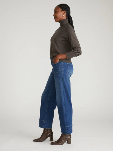 High Rise Patch Pocket Jeans -- Naval Blue