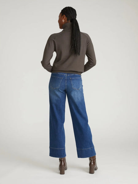 High Rise Patch Pocket Jeans -- Naval Blue