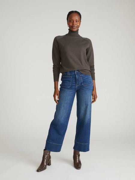 High Rise Patch Pocket Jeans -- Naval Blue