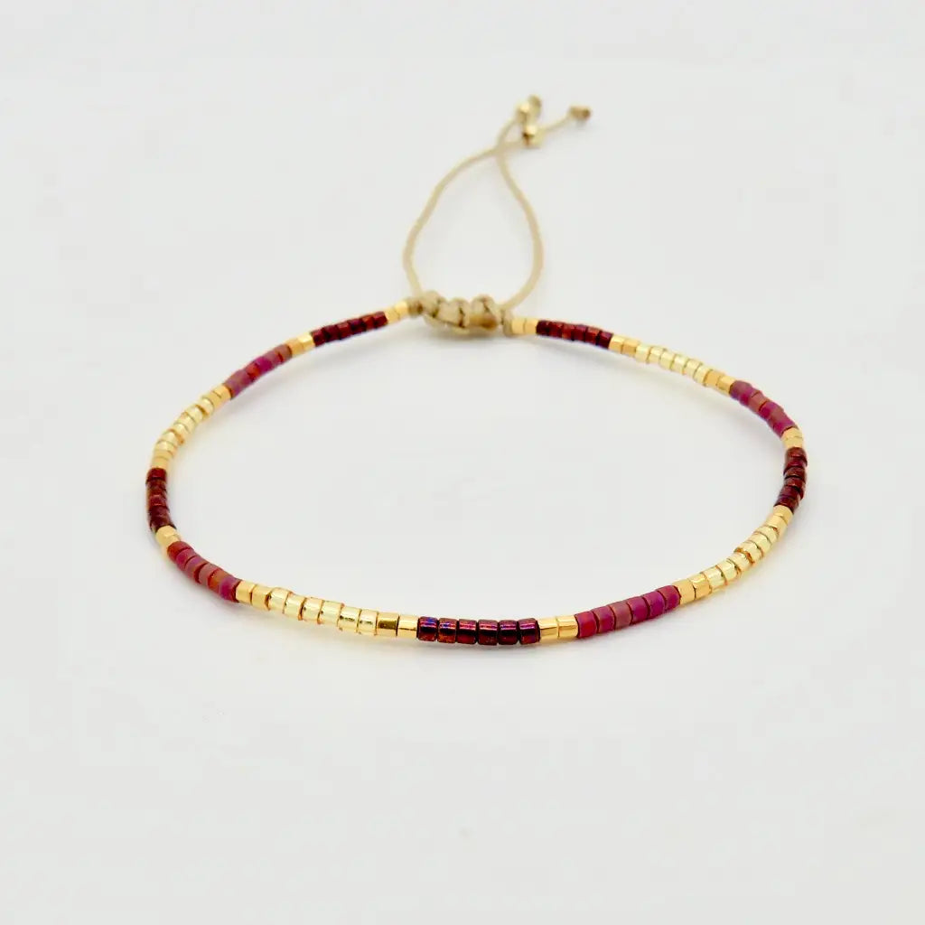 Dainty 3 Tone Bracelet - Burgundy