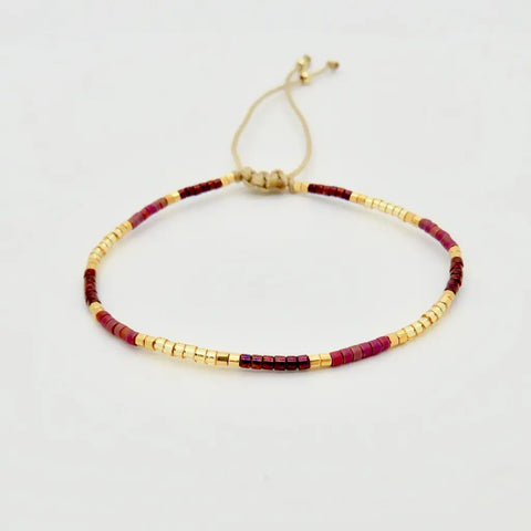 Dainty 3 Tone Bracelet - Burgundy