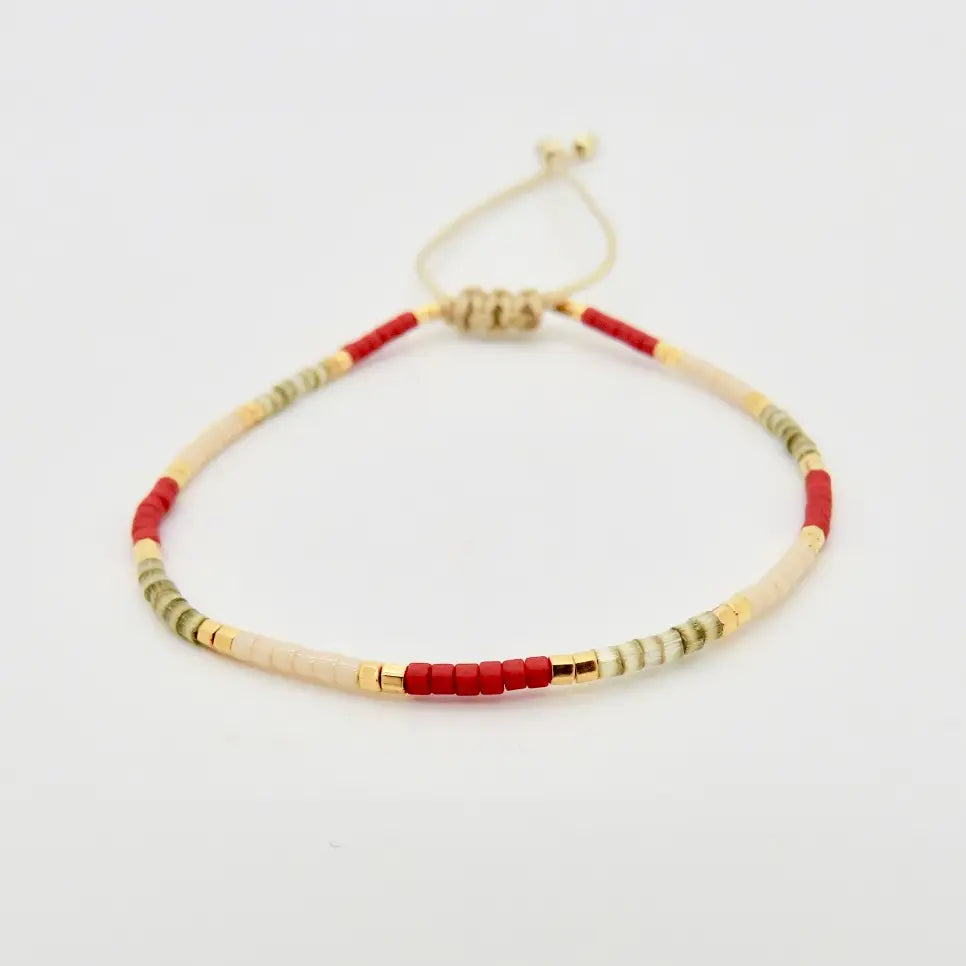 Dainty 3 Tone Bracelet - Red