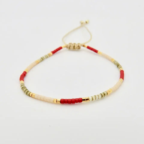 Dainty 3 Tone Bracelet - Red