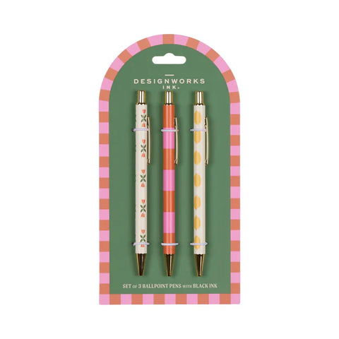 A Dopo Set of Pens - Flower, Stripe, Lemon