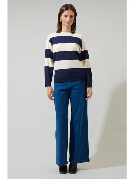 Sadie Sweater -- Navy Stripe