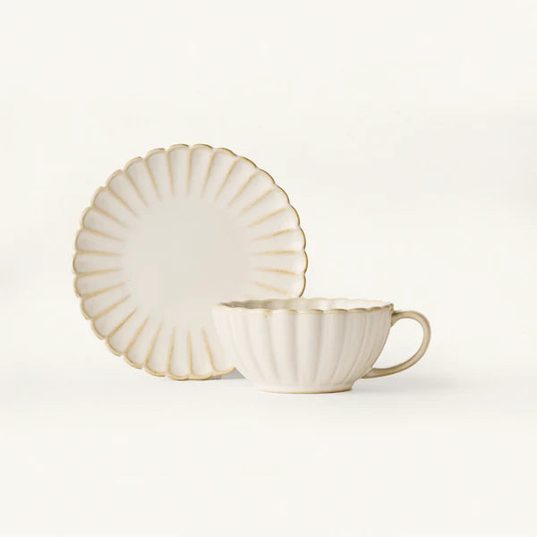 Scalloped Cafe Set - Cream