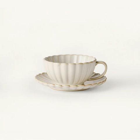 Scalloped Cafe Set - Cream