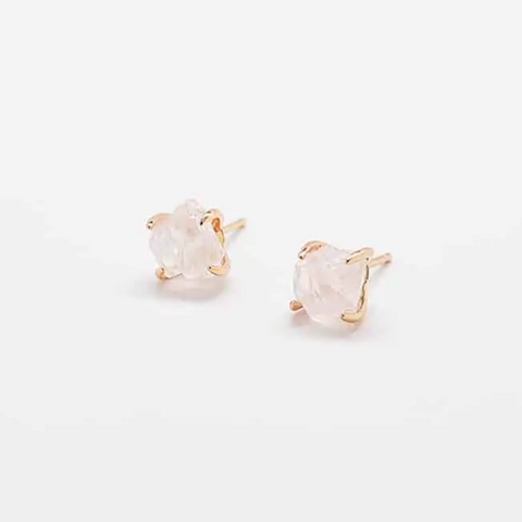 Rose Quartz Gold Claw Studs