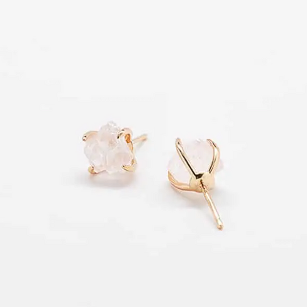 Rose Quartz Gold Claw Studs