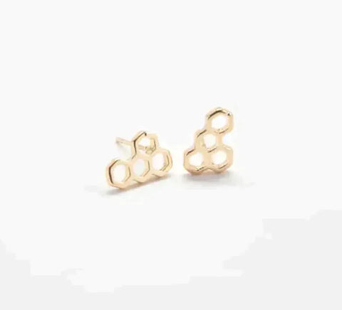 Gold Honeycomb Stud Earrings