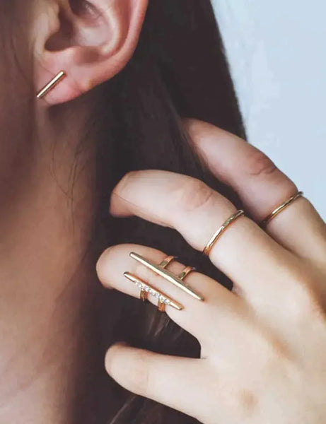 Gold Slim Bar Earrings