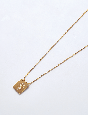 Rose Bar Pendant Necklace -- Gold