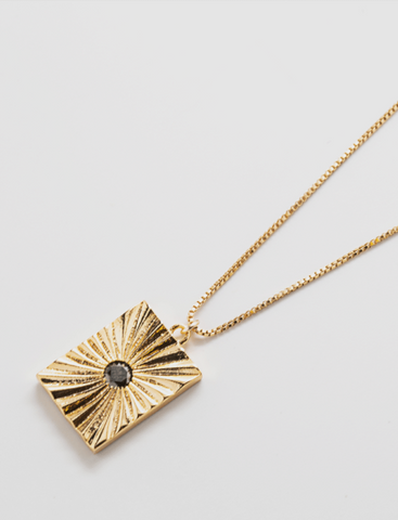 Black Pave Medallion Necklace
