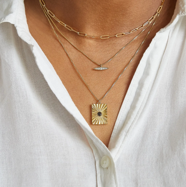 Black Pave Medallion Necklace