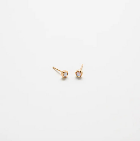 Gold Round Opal Stud Earrings