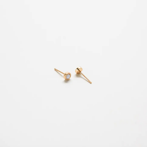 Gold Round Opal Stud Earrings