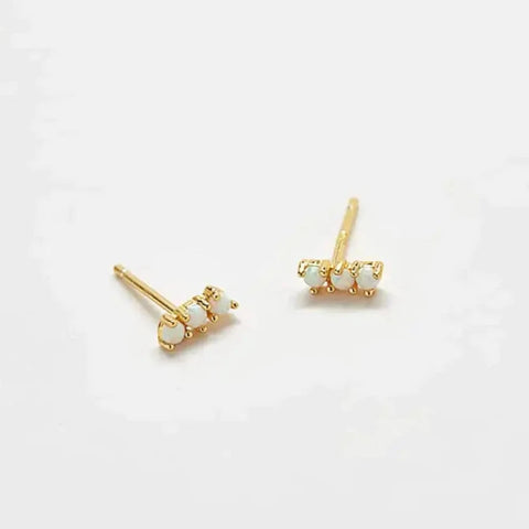 Gold Opal Bar Earrings