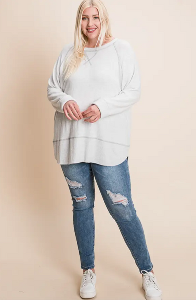 Meredith Top (Plus Size) -- Light Gray